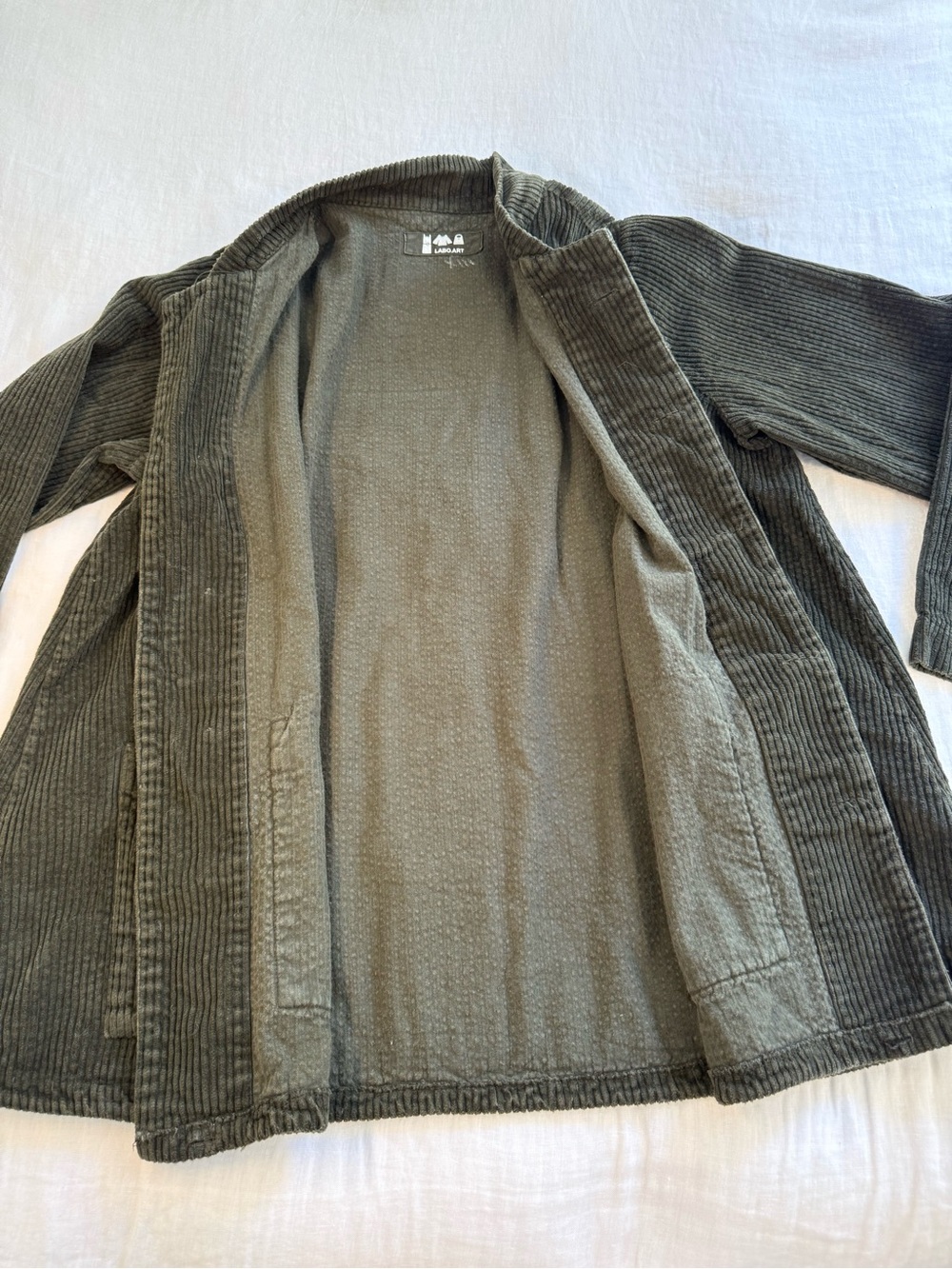 Labo.Art Giacca Pina Velluto Lichene Green Corduroy Coat Chore Jacket - Picture 4 of 11